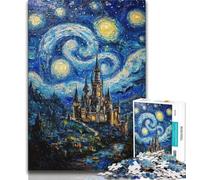 1000 Pieces Jigsaw Puzzle For Adults Teens Castle Under The Stars,Family Game Stress Reliever Difficult Challenge Enhance Love between Couples 38x26cm