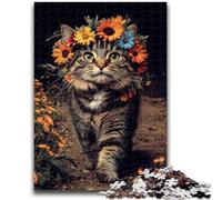 1000 Pieces Jigsaw Puzzle For Adults Teens Cat Among Flowers Challenging Game Toys for Is Ideal As A Gift for The Whole Family 26x38cm