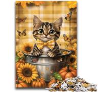 1000 Pieces Jigsaw Puzzle For Adults Teens Cat Among Sunflowers 1000 Piece Puzzle,Educational Toys & Games for Adults And Teenagers (75x50cm)