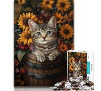 1000 Pieces Jigsaw Puzzle for Adults& Teens Cat Among Sunflowers,Toys Educational Games Stress Relieving Unique Birthday And Gifts (75x50cm)