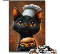 1000 Pieces Jigsaw Puzzle For Adults Teens Cat Eating Hamburger Educational Games Home Decoration Birthday Present, Gifts for Age 14+ (size 50x75cm)