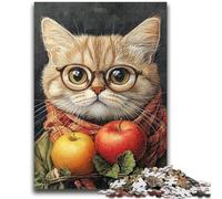 1000 Pieces Jigsaw Puzzle for Adults& Teens Cat Eating Vegetables Adult Puzzles,Family Game Stress Reliever Difficult Challenge Suitable for Couples (26x38cm)