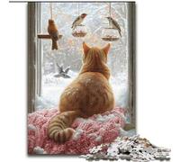1000 Pieces Jigsaw Puzzle For Adults Teens Cat in The Window, Family Game Stress Reliever Difficult Challenge Enhance Love between Couples (size 26x38cm)