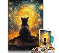 1000 Pieces Jigsaw Puzzle for Adults& Teens Cat Looking Up at The Sky,Help The Brain Exercise Addictive Toys to Cultivate Patience Perfect Decoration 38x26cm