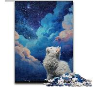 1000 Pieces Jigsaw Puzzle for Adults& Teens Cat Looking Up at The Stars, Learning Educational Toys Unique Birthday And Gifts for Age 14+ (Size 50x75cm)