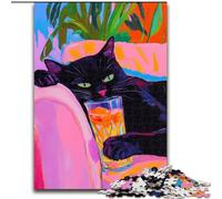 1000 Pieces Jigsaw Puzzle For Adults Teens Cat Lying on The Sofa, Family Game Stress Reliever Difficult Challenge Enhance Love between Couples (size 50x75cm)