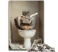 1000 Pieces Jigsaw Puzzle for Adults& Teens Cat on The Toilet Educational Stress Relief Toy Parent-child Interaction for And Age 14 26x38cm