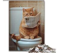 1000 Pieces Jigsaw Puzzle For Adults Teens Cat on The Toilet, Fun Activity for Home, Rainy Days Toys, Birthday Gifts (Size 26x38cm)