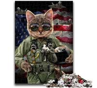 1000 Pieces Jigsaw Puzzle For Adults Teens Cat Pilot in The Air Force Learning Educational Toys Fun at Home Activities, Birthday Present,Travel Gifts 38x26cm