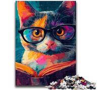 1000 Pieces Jigsaw Puzzle for Adults& Teens Cat Reading A Book Adult Jigsaw,Educational Toys & Games for Adults And Teenagers (50x75cm)