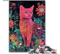 1000 Pieces Jigsaw Puzzle for Adults& Teens Cat Sitting Among Flowers, for Age 14 Years And over Home Decor As A Gift for The Whole Family And Friends (Size 26x38cm)