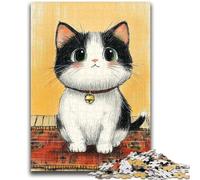 1000 Pieces Jigsaw Puzzle For Adults Teens Cat Sitting on The Mat Educational Game Challenge Toy Wall Decoration Unique Birthday And Xmas Gifts 26x38cm