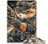1000 Pieces Jigsaw Puzzle For Adults Teens Cat Warrior Challenging To Complete But Fun And Humorous Educational Game for Birthday 26x38cm