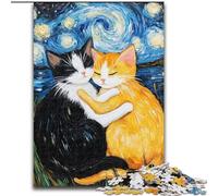 1000 Pieces Jigsaw Puzzle for Adults& Teens Cats Hugging The Night Sky, for Age 14 Years And over Home Decor As A Gift for The Whole Family And Friends (Size 26x38cm)