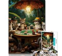 1000 Pieces Jigsaw Puzzle for Adults& Teens Cats Play Poker,Educational Games Home Decoration for Is Ideal As A Gift for The Whole Family (38x26cm)