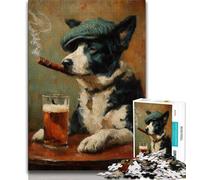 1000 Pieces Jigsaw Puzzle For Adults Teens Cattle Dog Smoking Adult Jigsaw,Challenging Game Toys Wall Decoration Unique Birthday And Xmas Gifts 75x50cm