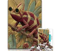 1000 Pieces Jigsaw Puzzle For Adults Teens Chameleon Wearing Glasses Puzzles,Fun Activity for Home, Rainy Days Toys, Birthday Gifts (size 75x50cm)