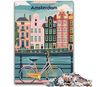 1000 Pieces Jigsaw Puzzle for Adults& Teens Charming Amsterdam Stress Reliever Difficult Challenge Enhance Love between Couples (size 38x52cm)