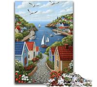 1000 Pieces Jigsaw Puzzle For Adults Teens Charming Coastal Village 1000 Piece Puzzle,Educational Games Home Decoration Suitable for Desktop Decoration (50x75cm)