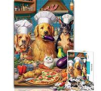 1000 Pieces Jigsaw Puzzle for Adults& Teens Chef Dog,Help The Brain Exercise Addictive Toys to Cultivate Patience Perfect Decoration 38x26cm