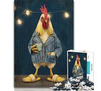 1000 Pieces Jigsaw Puzzle For Adults Teens Chicken Drinking Coffee Puzzles for Adults,Educational Toy Funny Family Games Unique Home Decor 50x75cm