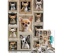 1000 Pieces Jigsaw Puzzle for Adults& Teens Chihuahua Collage Teenager Puzzles,Family Entertainment Toys with Matching Poster And Trivia Sheet (size 38x26cm)