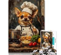 1000 Pieces Jigsaw Puzzle For Adults Teens Chihuahua Cooking,Help The Brain Exercise Addictive Toys to Cultivate Patience Wall Decoration (75x50cm)