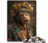 1000 Pieces Jigsaw Puzzle For Adults Teens Chimpanzee in Suit for Age 14+ Challenging To Complete But Fun And Humorous Great Gifts And Toys 38x26cm
