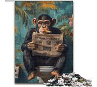 1000 Pieces Jigsaw Puzzle For Adults Teens Chimpanzee Reading A Newspaper, Suitable for Ages 14 And Up Home Decor Deal As Gifts for The Whole Family (Size 26x38cm)