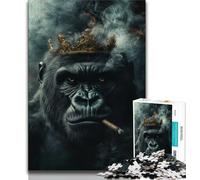 1000 Pieces Jigsaw Puzzle for Adults& Teens Chimpanzee Smoking 1000 Piece Jigsaw,Fun Activity for Home, Rainy Days Toys, Birthday Gifts 38x26cm