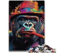 1000 Pieces Jigsaw Puzzle for Adults& Teens Chimpanzee Smoking 1000 Piece Jigsaw,Toys Educational Games Stress Relieving Unique Birthday And Gifts (75x50cm)