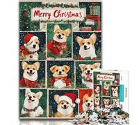 1000 Pieces Jigsaw Puzzle for Adults& Teens Christmas Corgi Collage 1000 Piece Puzzle,Challenging Family Activity Games DIY Toy for Home Wall Decor Gifts (size 75x50cm)