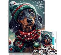 1000 Pieces Jigsaw Puzzle for Adults& Teens Christmas Dachshund Teenager Jigsaw,Suitable for Desktop Decoration for And Age 14 (size 75x50cm)