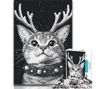 1000 Pieces Jigsaw Puzzle for Adults& Teens Christmas Deer Cat 1000 Piece Puzzle,Challenging Family Activity Games DIY Toy for Home Wall Decor Gifts (size 75x50cm)