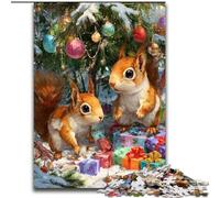 1000 Pieces Jigsaw Puzzle For Adults Teens Christmas Squirrel, Stress Reliever Difficult Challenge Home Decoration Toys (size 26x38cm)