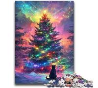 1000 Pieces Jigsaw Puzzle for Adults& Teens Christmas Tree Cat Teenager Puzzles,Fun Games Wall Decoration Unique Birthday And Xmas Gifts (38x26cm)