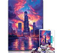 1000 Pieces Jigsaw Puzzle For Adults Teens City at Sunset 1000 Piece Puzzle,Educational Games Home Decoration Suitable for Desktop Decoration 50x75cm