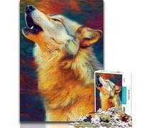 1000 Pieces Jigsaw Puzzle for Adults& Teens Color Wolf Teenager Puzzles,Family Entertainment Toys with Matching Poster And Trivia Sheet (size 75x50cm)