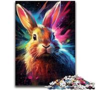 1000 Pieces Jigsaw Puzzle For Adults Teens Colorful Painting Rabbit Challenging To Complete But Fun And Humorous Unique Home Decor And Gifts 50x75cm