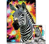 1000 Pieces Jigsaw Puzzle for Adults& Teens Colorful Zebras Adult Puzzles,Family Game Stress Reliever Difficult Challenge Suitable for Couples 38x26cm