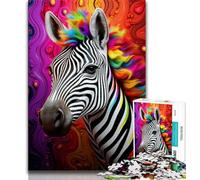 1000 Pieces Jigsaw Puzzle for Adults& Teens Colorful Zebras,Stress Reliever Staycation Kill Time Parent-child Interaction (38x26cm)