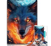 1000 Pieces Jigsaw Puzzle for Adults& Teens Colourful Fire Wolf 1000 Pieces for Adults,Fun Activity for Home, Rainy Days Toys, Birthday Gifts 38x26cm