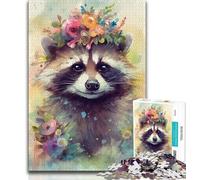1000 Pieces Jigsaw Puzzle for Adults& Teens Colourful Raccoon Baby Jigsaw,Learning Educational Toys Family Games Unique Birthday And Gifts 75x50cm