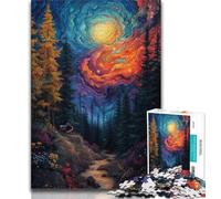 1000 Pieces Jigsaw Puzzle For Adults Teens Colourful Swirls in The Forest Puzzles for Teenagers,Stress Reliever Staycation Kill Time Enhance Love between Couples 26x38cm
