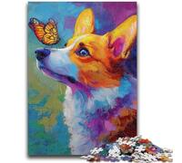 1000 Pieces Jigsaw Puzzle for Adults& Teens Corgi And Butterfly Puzzles for Teenagers,Family Game Stress Reliever Difficult Challenge Suitable for Couples (38x26cm)