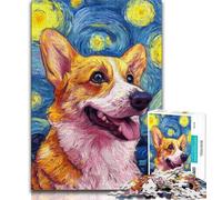 1000 Pieces Jigsaw Puzzle for Adults& Teens Corgi Under The Night Sky Teenager Puzzles,Educational Games Home Decoration Suitable for Desktop Decoration (size 75x50cm)