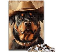 1000 Pieces Jigsaw Puzzle for Adults& Teens Cowboy Rottweiler Jigsaw,Educational Games Home Decoration Suitable for Desktop Decoration (38x26cm)