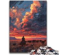 1000 Pieces Jigsaw Puzzle For Adults Teens Cowboys on The Prairie 1000 Piece Puzzle,Educational Toys & Games for Adults And Teenagers (26x38cm)