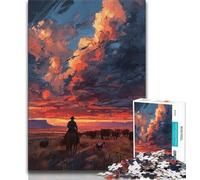 1000 Pieces Jigsaw Puzzle For Adults Teens Cowboys on The Prairie,Decompressing Intellectual Educational Toy Is Ideal As Gifts for The Whole Family (38x26cm)