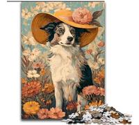1000 Pieces Jigsaw Puzzle for Adults& Teens Cowgirl Dog in Wildflowers, Decompressing Intellectual Educational Toy Is Ideal As Gifts for The Whole Family (Size 50x75cm)